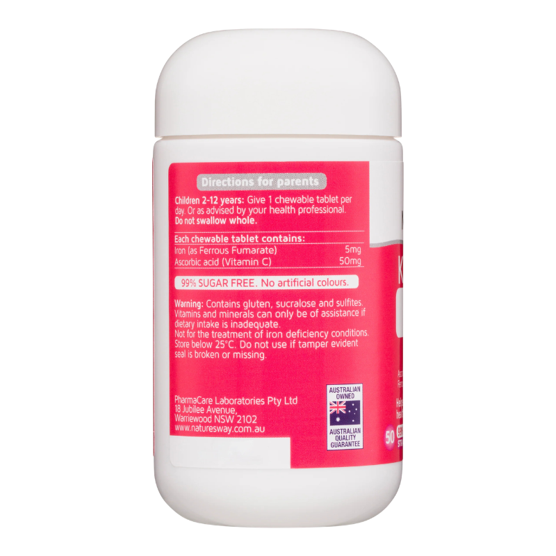 Nature's Way Kids Iron Vitamin C Chewable Tablets 50s children's iron supplement with vitamin C