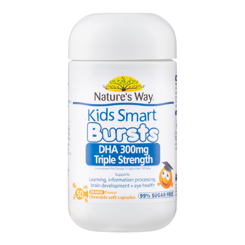 Nature's Way Kids Smart DHA 300mg Triple Strength 50 Capsules children's omega-3 DHA fish oil supplement