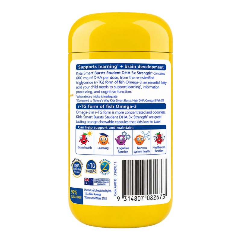 Nature's Way Kids Smart Student DHA Triple Strength 50 Soft Capsules children's omega-3 DHA fish oil supplement