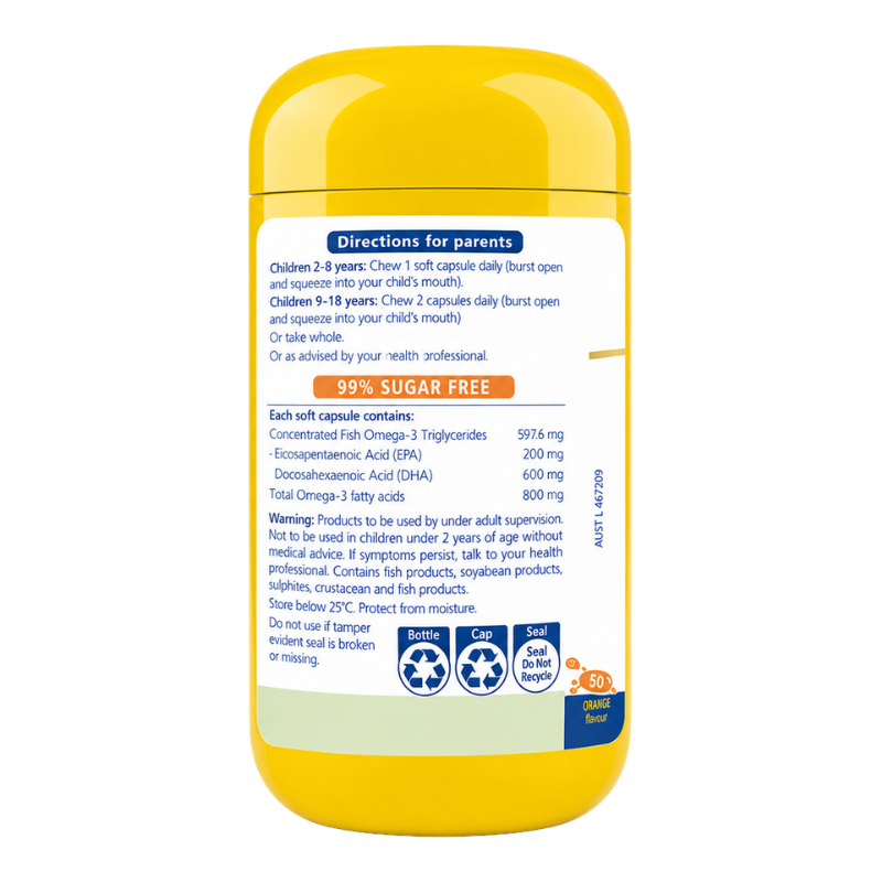 Nature's Way Kids Smart Student DHA Triple Strength 50 Soft Capsules children's omega-3 DHA fish oil supplement