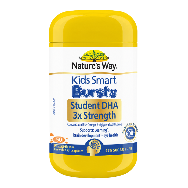 Nature's Way Kids Smart Student DHA Triple Strength 50 Soft Capsules children's omega-3 DHA fish oil supplement