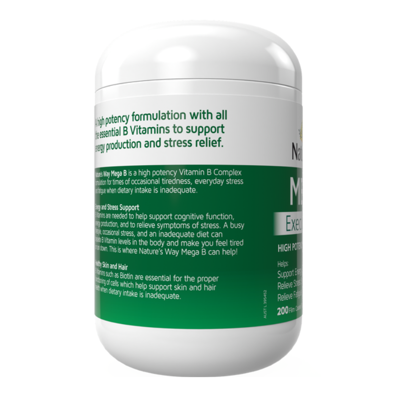 Nature's Way Mega B Executive Stress 200 Tablets vitamin B complex dietary supplement for adults