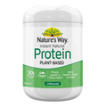 Nature's Way Instant Natural Protein Plant-Based powder in a white plastic tub with a green and white label.
