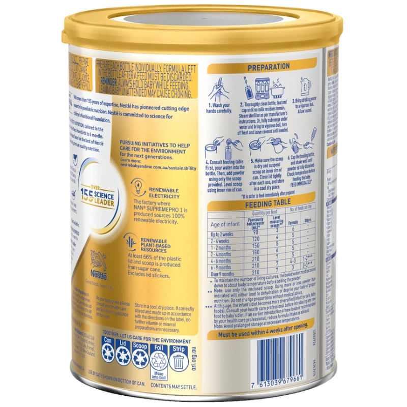 Nestle NAN SUPREMEpro 1 Premium Infant Formula 800g suitable for newborns from birth to 6 months