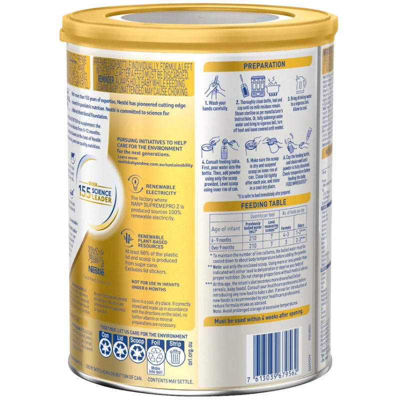 Nestle NAN SUPREMEpro 2 Premium Follow-On Infant Formula 800g suitable for babies aged 6 to 12 months