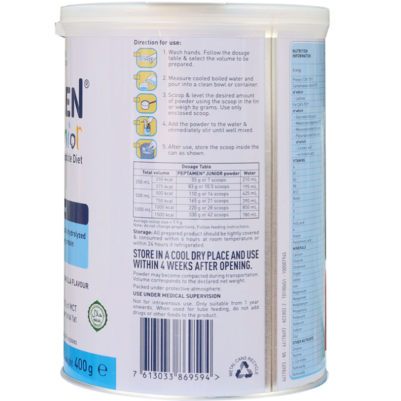 Nestle Peptamen Junior Complete Peptide Diet 400g food for special medical purposes powder