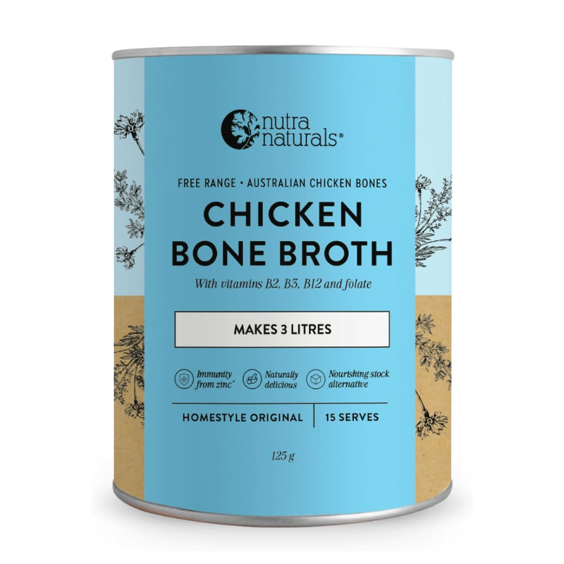 Nutra Organics Chicken Bone Broth Immune Gut Wellbeing Garden Herb Flavour 125g