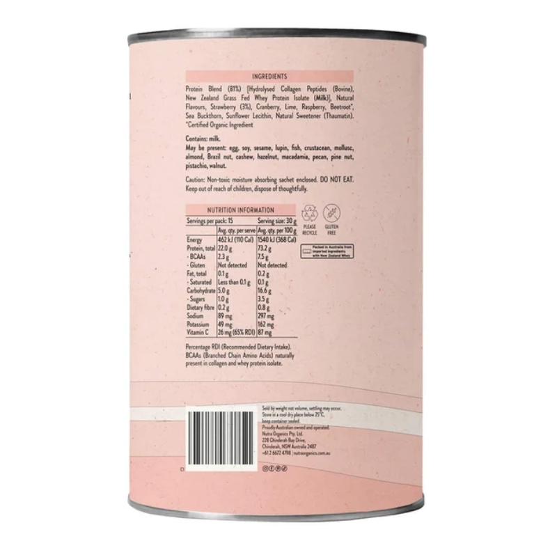 Nutra Organics Protein Water Berry Bliss 450g Powder
