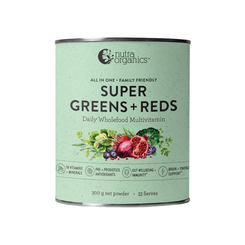 Nutra Organics Super Greens + Reds 300g Powder