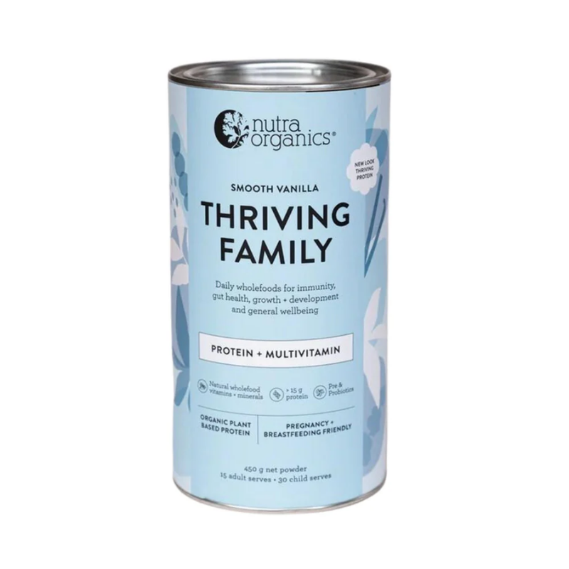 Nutra Organics Thriving Protein Organic Plant Based Blend Smooth Vanilla 450g Powder