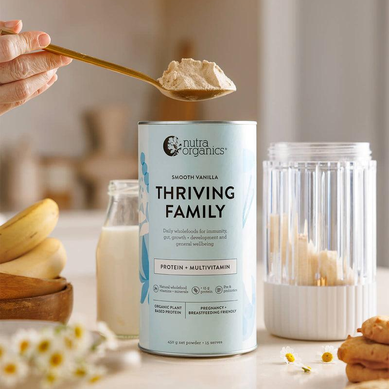 Nutra Organics Thriving Protein Organic Plant Based Blend Smooth Vanilla 450gPowder