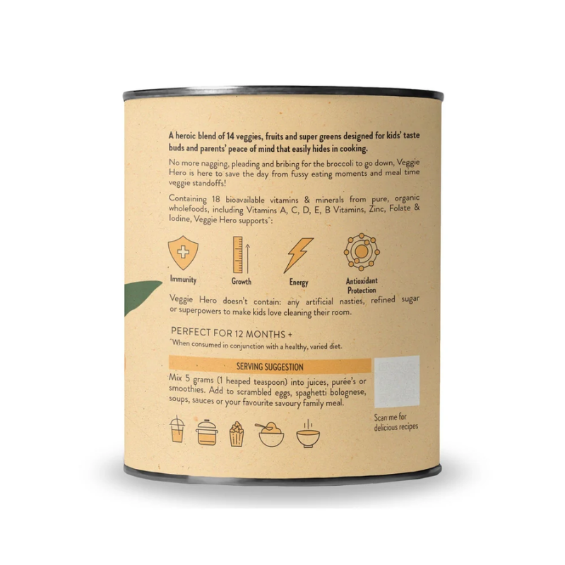 Nutra Organics Veggie Hero Growth, Immunity & Energy 200gPowder
