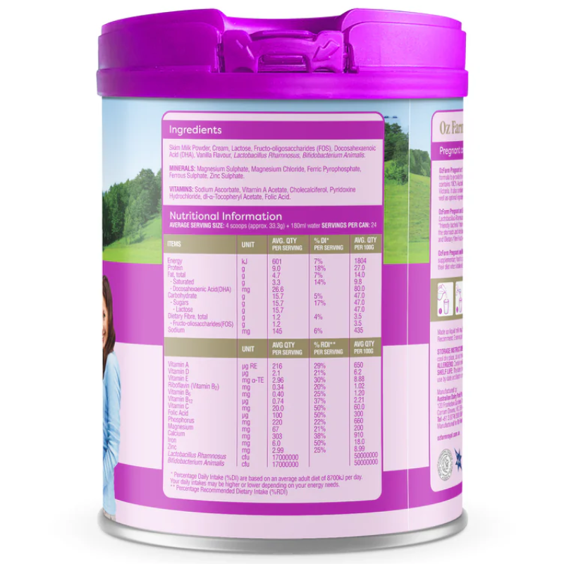 OzFarm Pregnancy Formula 800g Australian nutritional powder drink for pregnant women