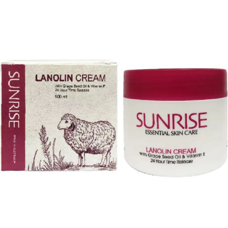 Sunrise Lanolin Cream with Grape Seed Oil and Vitamin E 100ml Australian moisturising skincare cream