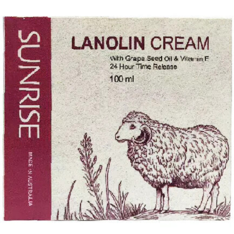 Sunrise Lanolin Cream with Grape Seed Oil and Vitamin E 100ml Australian moisturising skincare cream
