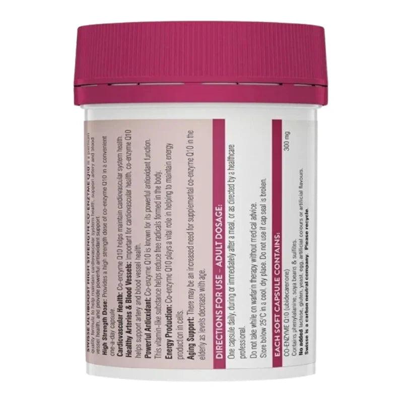 Swisse Ultiboost High Strength Co-Enzyme Q10 300mg 90 Soft Capsules Australian Dietary Supplement