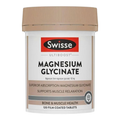 A white plastic bottle of Swisse Ultiboost Magnesium Glycinate with a beige cap, shown on a plain white background.