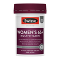 A white plastic bottle of Swisse Ultivite Women's 65+ Multivitamin with a dark burgundy cap and matching label accents, shown on a plain white background.