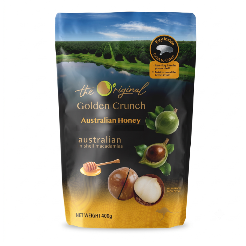 The Original Golden Crunch Australian Macadamias Honey 400g Australian Honey Roasted Macadamia Nuts