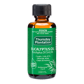 A 100 mL bottle of Thursday Plantation Eucalyptus Oil on a plain white background. The product features an amber glass bottle, a black ribbed cap, and a green label with white text and eucalyptus leaf illustrations.