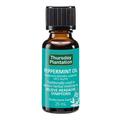 A 25 mL bottle of Thursday Plantation Peppermint Oil on a plain white background. The product features an amber glass bottle, a black ribbed cap, and a teal label with white text.
