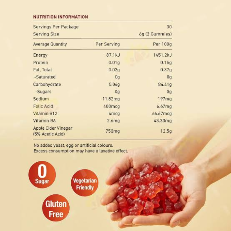 Unichi Apple Cider Vinegar Gummy 60 Gummies – Apple Cider Vinegar Supplement Gummies