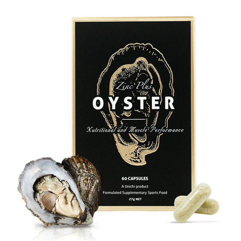 Unichi Oyster Extract Plus Zinc 60 Capsules – Oyster Extract and Zinc Supplement for Adults