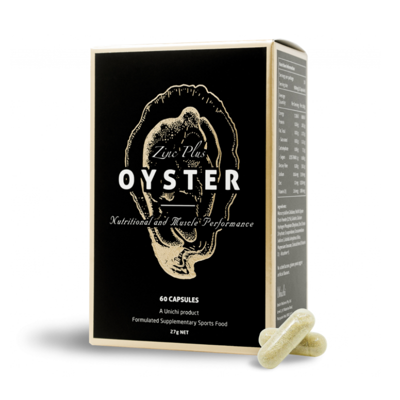Unichi Oyster Extract Plus Zinc 60 Capsules – Oyster Extract and Zinc Supplement for Adults