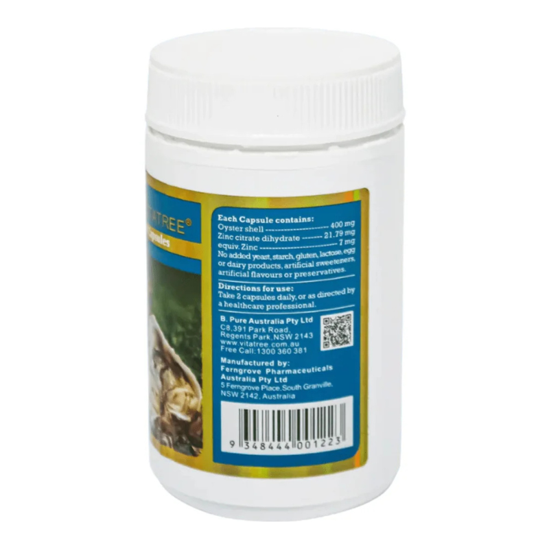 Vitatree Oyster Extract ingredients zinc content and directions for use