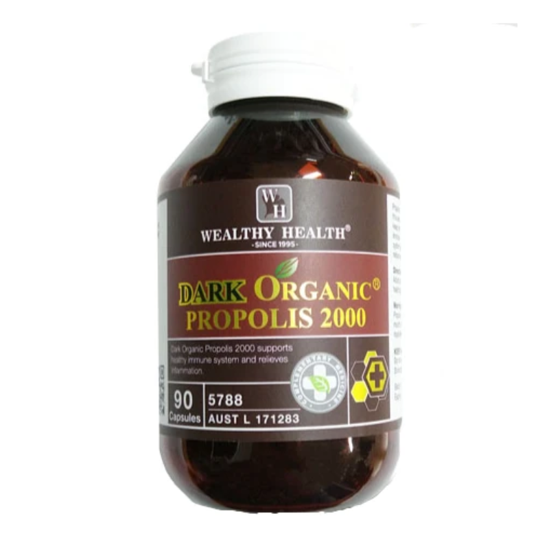 Wealthy Health Dark Organic Propolis 2000 90 Capsules Australian propolis supplement