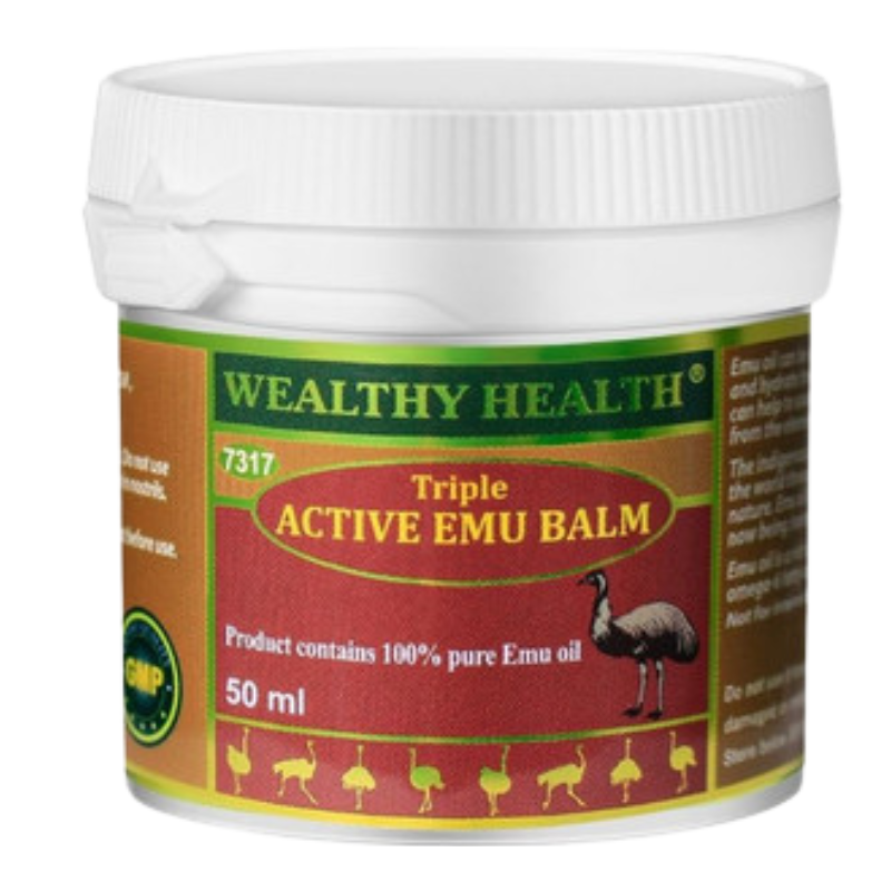 Wealthy Health Triple Active Emu Balm 50ml premium skin care balm with emu oil