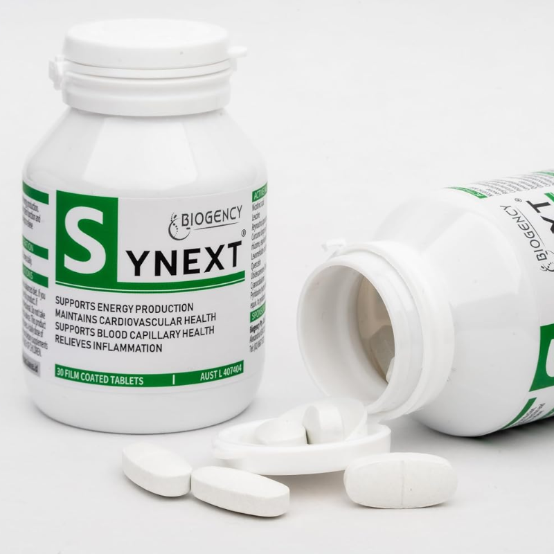 Biogency Synext 30 Tablets dietary supplement with Vitamin B3 CoQ10 and botanical ingredients for adults