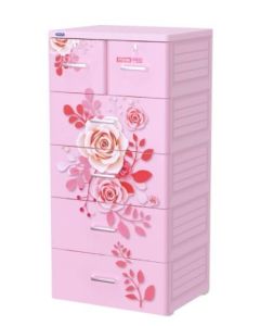 DuyTan 5-tier Pink Rose Plastic Cabinet
